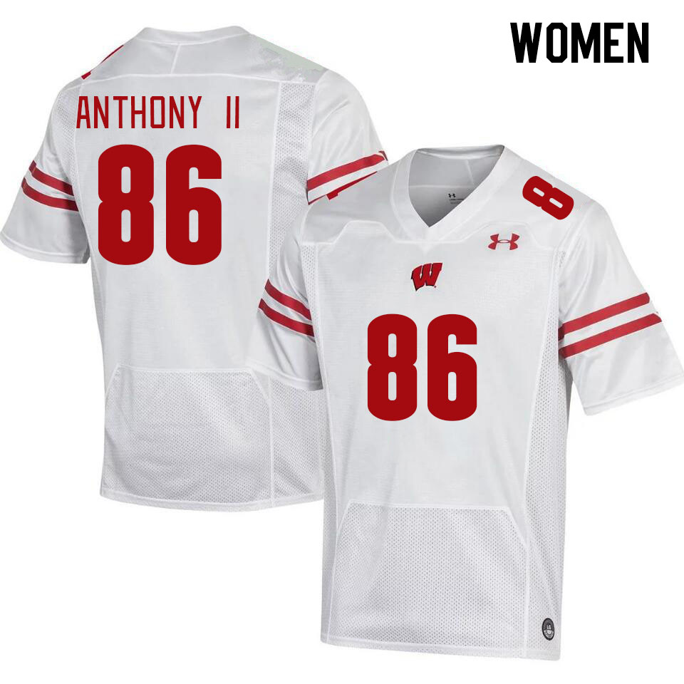 Women #86 Vinny Anthony II Winsconsin Badgers College Football Jerseys Stitched Sale-White